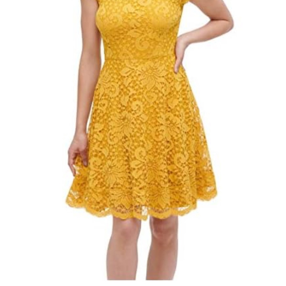 Kensie Gold Lace Dress